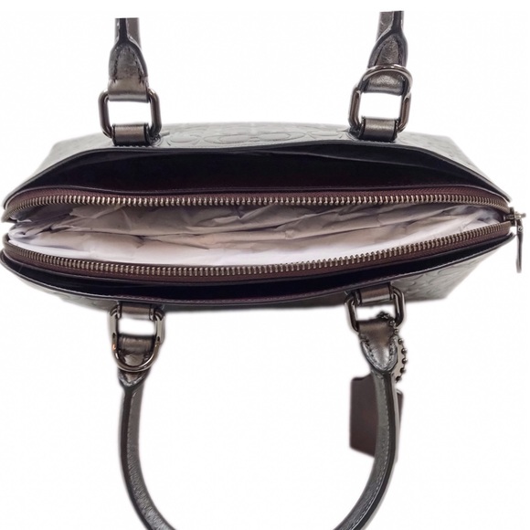 COACH Quinn Signature Leather Satchel, Gunmetal - Picture 6 of 9